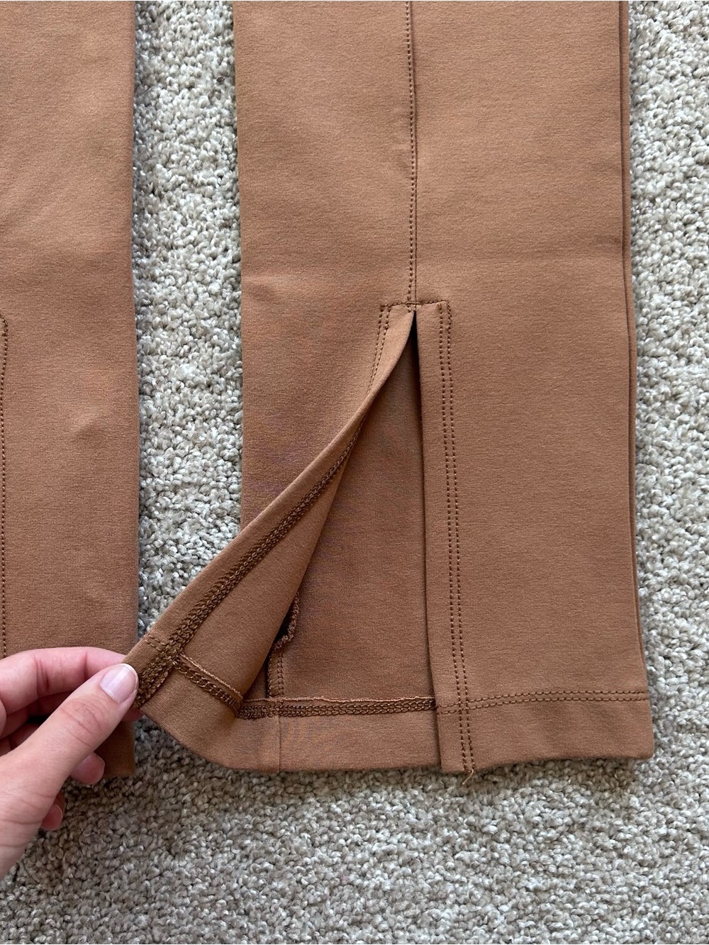 Maeve by Anthropologie Brown Back Slit Ponte Leggings Pants Seam Detail XXS - Picture 8 of 9